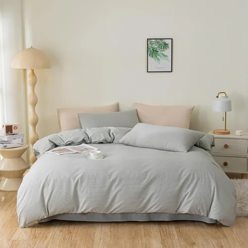 Miniatura 30 de VCLIFE - Juego de funda de edredón de algodón para cama individual, matrimonial, Queen, King, moderno, geométrico, juego de ropa de cama gris