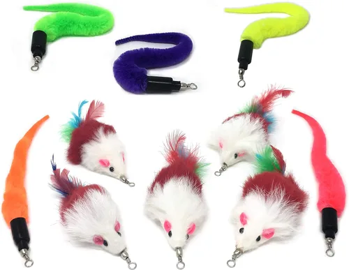 Miniatura 11 de Pet Fit for Life 7 piezas - Plus Bonus - Plumas de repuesto y peludo suave para varitas interactivas de juguete para gatos y gatitos..