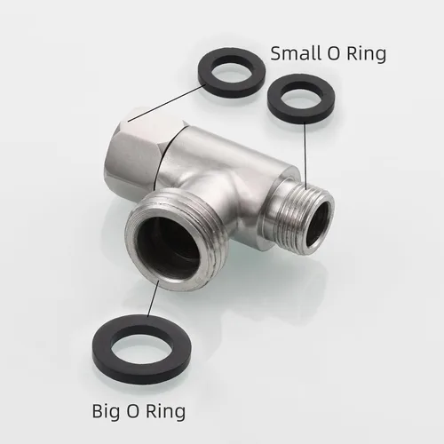 Miniatura 8 de Tecmolog 3-way 3/8" y 1/2" Adaptador de 3 vías Conector en T de acero inoxidable 3/8" Línea de agua T montaje níquel cepillado, 1 unidad, SBA020B