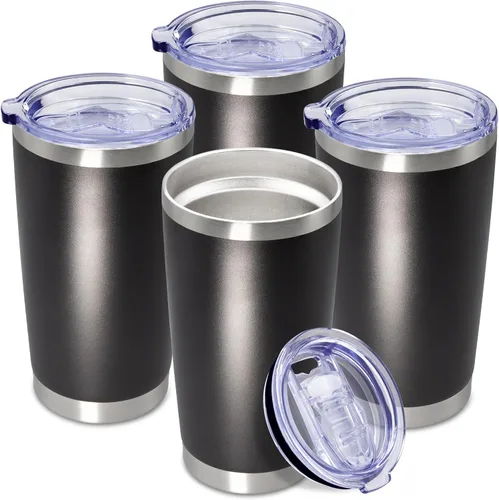 Miniatura 46 de Vaso de viaje de café de 20 onzas a granel con tapa, acero inoxidable de doble pared aislada al vacío, tazas con recubrimiento en polvo, para Rosa