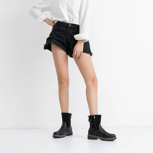 Miniatura 2 de Vepose Botines 9680 para mujer, de tacón bajo, botines de moda para mujer con cordones en la espalda y cremallera lateral