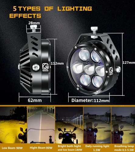 Miniatura 2 de Kewig Cápsulas de Luz LED Blanco Ámbar de 4 Pulgadas 96W, 6 Modos Cápsulas de Luz Antiniebla de Doble Color Cubo, Luces Combo Spot Flood
