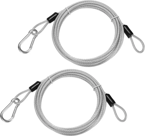 Miniatura 12 de Cable de seguridad con ganchos y bucles [2 piezas] – 6.56 pies / 258.3 pulgadas de acero inoxidable para equipaje de seguridad para bicicletas