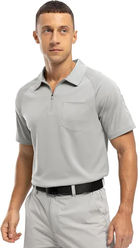 Miniatura 3 de BASUDAM Polo con cremallera para hombre, de secado rápido, manga corta, atlético, al aire libre, con bolsillo