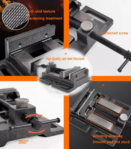 Miniatura 4 de MYTEC - Torno de banco de alta resistencia para prensa de taladro, 5.0" negro, abrazadera de banco de trabajo de liberación rápida, abrazadera
