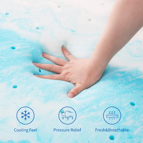 Miniatura 4 de Vyfipt Cubrecolchón de espuma viscoelástica de gel refrescante de 2 pulgadas, tamaño King, alivio de presión, cama en una caja, certificado