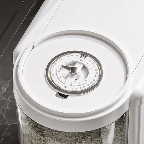 Miniatura 6 de Recipiente de arroz de 12 libras con taza medidora, caja fresca incorporada, dispensador de cereales con tapas para el hogar, cocina, despensa