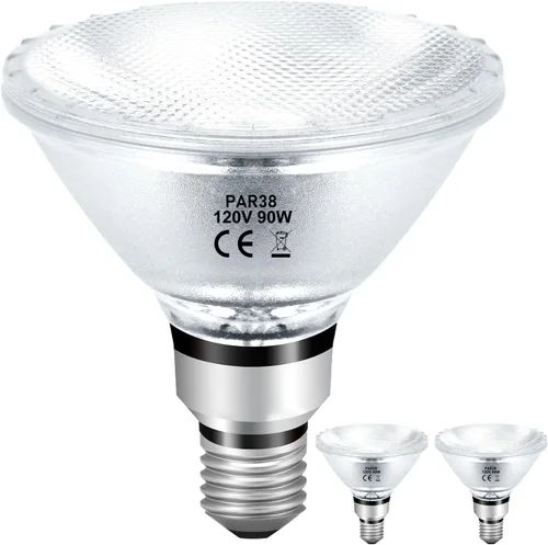Bombillas Halógenas PAR38 de Luz de Inundación 90W 120V, 2 piezas Bombillas Halógenas PAR38 con Base E26, 2800K Blanco Cálido, 4050 Lúmenes para