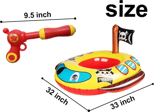 Miniatura 4 de Flotador inflable grande de verano para piscina para niños con pistola de chorro, barco pirata y camión de bomberos