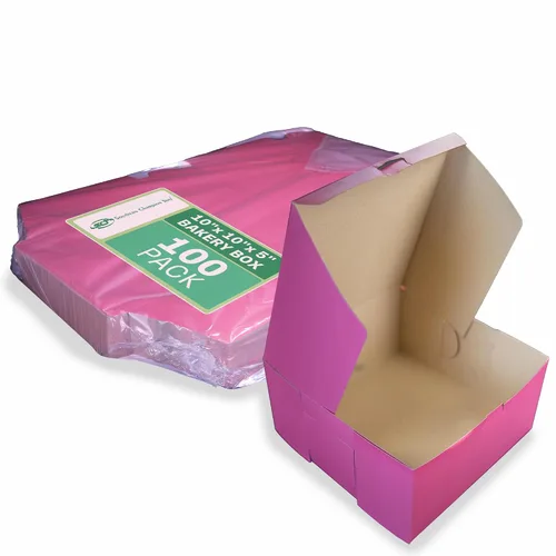Miniatura 13 de Southern Champion Tray 23053K Caja de panadería de ventana de esquina con cerradura de cartón Kraft, 10 pulgadas de largo x 10 pulgadas de ancho x 5