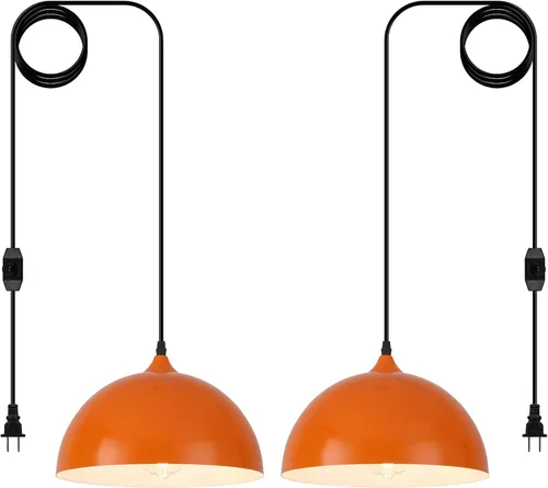 Miniatura 23 de Iluminación colgante de granja para isla de cocina, lámparas colgantes de cúpula negra y dorada, lámpara de techo colgante industrial para comedor