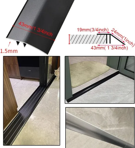 Miniatura 4 de Tira de umbral de transición de piso, 35 pulgadas por 1.693 in, borde de puerta de aluminio, reductor de umbrales de alfombra a azulejo (color : A)