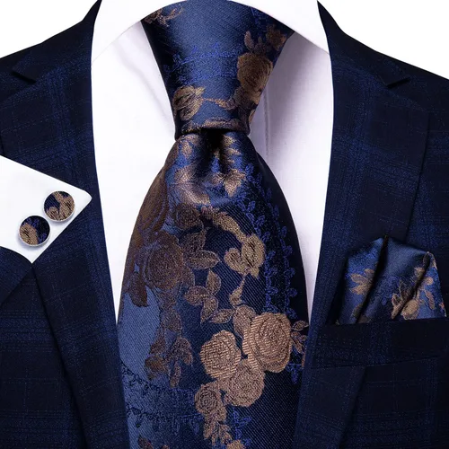 Miniatura 253 de Hi-Tie Corbatas de seda para hombre, diseño de cachemira a rayas, con bolsillo, gemelos cuadrados, conjunto formal de negocios