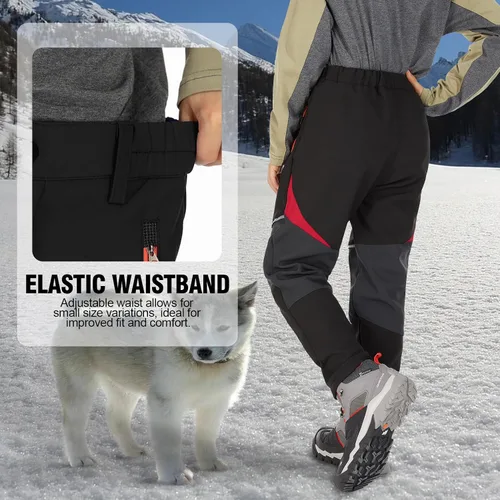 Miniatura 2 de Toomett Pantalones cargo de nieve para niños, niñas y niños al aire libre con forro polar suave Shell senderismo pesca esquí pantalones aislados