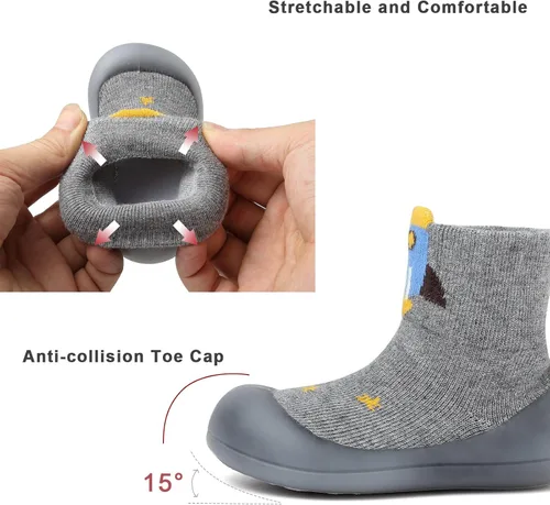 Miniatura 4 de Zapatos de calcetín para bebé, suela de goma suave, antideslizante, para interiores, para bebés, niños y niñas, zapatos de entrenamiento