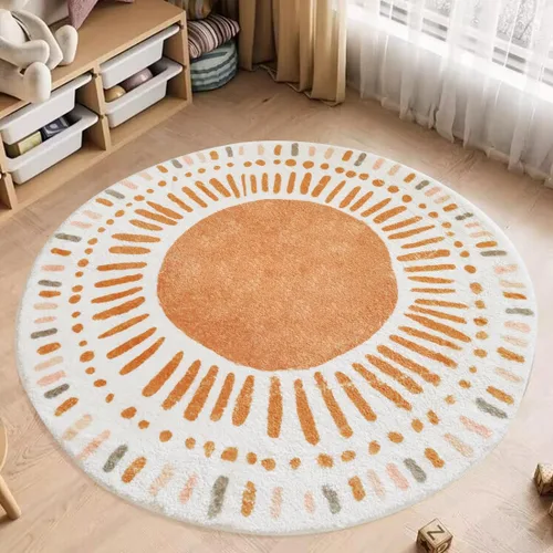 Miniatura 9 de Poowe Blue Fantasy - Alfombra circular esponjosa, lavable, alfombra para habitación de niños, antideslizante, para interiores, entrada, 31.5