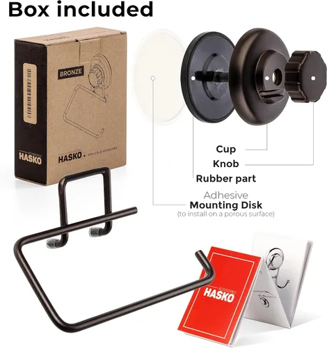 Miniatura 5 de HASKO accessories - Potente soporte de papel higiénico con ventosa al vacío – Montaje en pared sin perforaciones Dispensador de rollos de papel