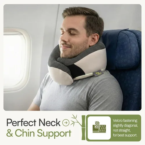 Miniatura 3 de Almohada de viaje para el cuello para aviones, almohada de viaje de espuma viscoelástica de 360° para vuelos largos, espuma viscoelástica de carbón