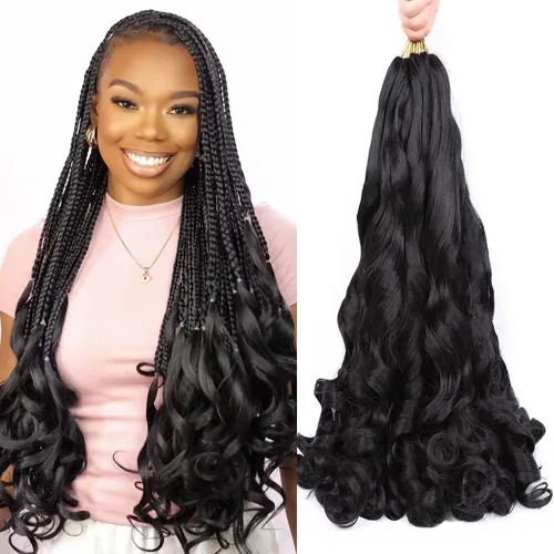 Miniatura 20 de Cabello rizado francés trenzado de 10 pulgadas, color 4, cabello rizado preestirado, 8 paquetes de trenzas de ganchillo de rizo francés para trenzas