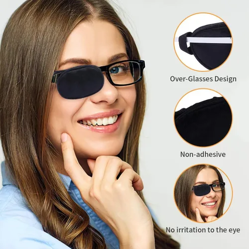Miniatura 2 de eZAKKA Parches para ojos para adultos y niños, parche para gafas, parche ocular médico suave para ojo vago, ambliopía, estrabismo y después