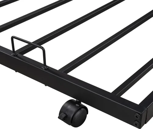 Miniatura 8 de Sofá cama de marco metálico de tamaño individual con ruedas extraíbles, soporte de sofá cama de listones de acero resistente para invitados, sofá