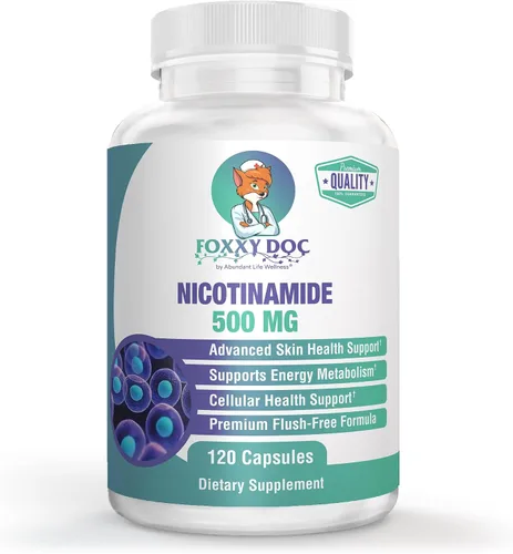 Nicotinamida 500 mg – Vitamina B3 – Energía; Salud de las células y la piel. Valor a un precio – Sin enjuague – 120 cápsulas vegetales por Foxxy Doc