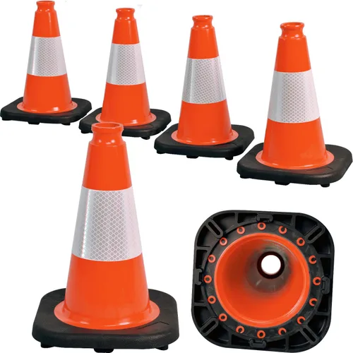 Miniatura 12 de Paquete de 6 conos de tráfico de PVC extra grandes de 36 pulgadas con base resistente, conos de seguridad de alta visibilidad para todo
