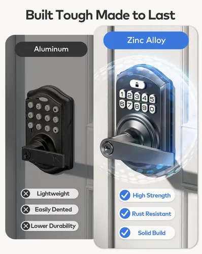 Miniatura 7 de TEEHO TE004 Cerradura de puerta con teclado de entrada sin llave con asa, cerradura electrónica digital inteligente para puerta
