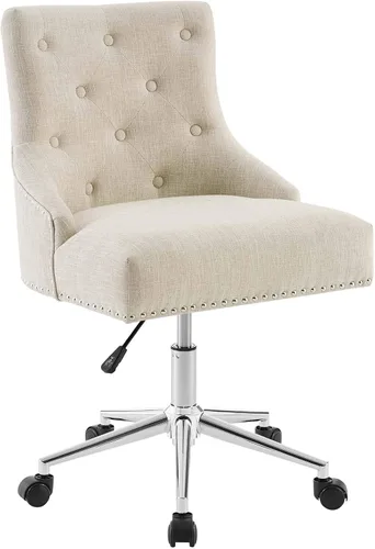 Miniatura 8 de Modway Regent - Silla de oficina giratoria de tela tapizada con botones capitoné y ribete de cabeza de clavo en color azul