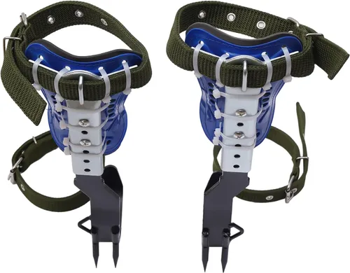 Miniatura 8 de Juego de picos de escalada de árboles, estacas ajustables de acero inoxidable para escalada de árboles con cinturón de arnés y correa trasera