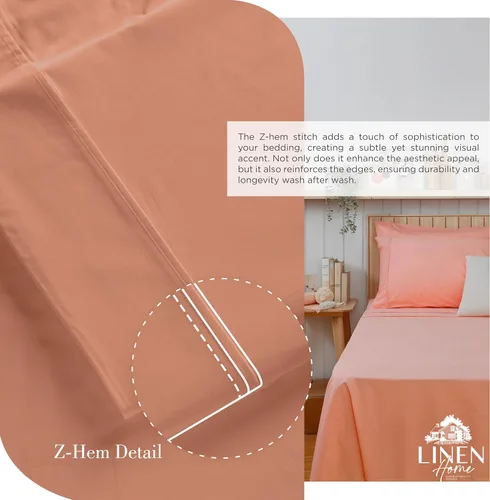 Miniatura 3 de Linen Home Juego de sábanas 100% de percal de algodón, fresco, ligero, sólido, California king, 4 piezas, 1 sábana encimera, 1 ajustable, bolsillos