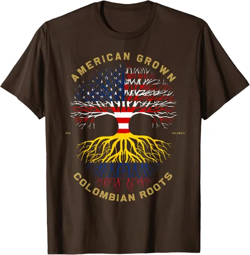 Miniatura 54 de Camiseta de regalo con la bandera de Estados Unidos con árbol de raíces colombianas