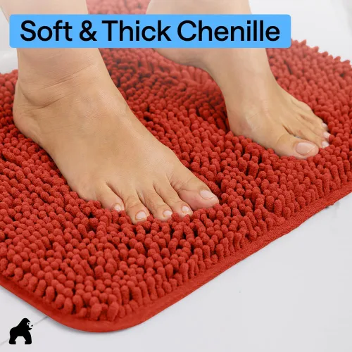 Miniatura 340 de Gorilla Grip - Tapete de baño de felpilla gruesa, suave y absorbente, secado rápido, de microfibra, con reverso de caucho, para piso de ducha, Nube