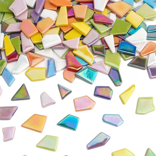 Miniatura 8 de Youway Style Azulejos de Mosaico de Vidrio Iridiscente para Manualidades a Granel, 200g Piezas de Vidrio de Mosaico Roto para Manualidades