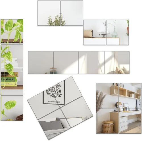 Miniatura 5 de 4 hojas de espejo acrílicas, azulejos de espejo autoadhesivos de 8 x 12 pulgadas, sin marco, azulejos de espejo de cuerpo completo para pared