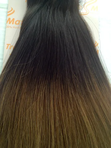 Miniatura 4 de Tressmatch 16 pulgadas (18 pulgadas) Remy extensiones de cabello humano clip en ombre apagado Negro/Medio/Castaña café Full Head Volumen Set 9