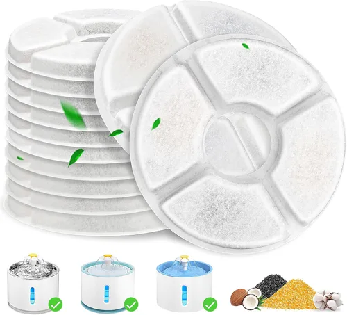 Miniatura 11 de Repuesto de filtro de fuente de agua para gatos, 4 filtros de fuente de gato de 5 pulgadas de diámetro con sistema de 3 filtraciones, filtros