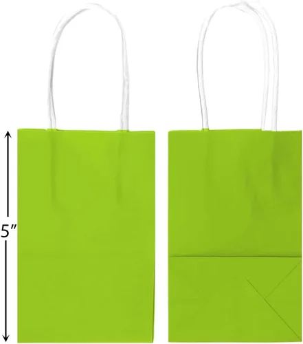 Miniatura 2 de Kiwi - Bolsas de papel kraft verde para fiestas, 5 pulgadas, 1 unidad, perfectas para eventos temáticos de colores y regalos