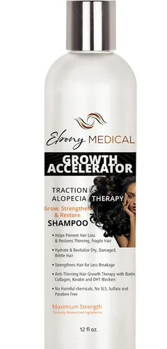 Ebony Medical Hair Support Shampoo - Solución para adelgazar el cabello y cabello parásito - Fortalece las hebras, la salud y el volumen del cuero