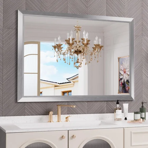Miniatura 8 de Amorho Espejo de Baño Negro, Espejos de Pared de 24x30 Pulgadas con Marco de Metal Grueso para Sobre el Fregadero, Dormitorio, Sala de Estar