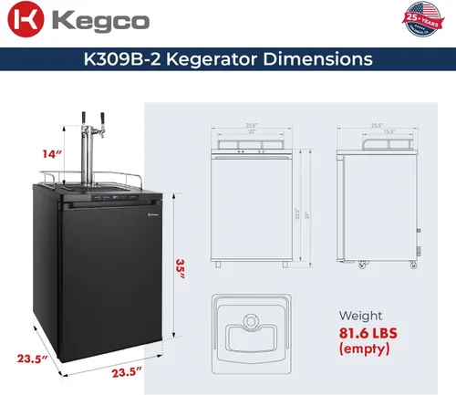 Miniatura 2 de Kegco K309B-2 doble grifo digital negro Kegerator
