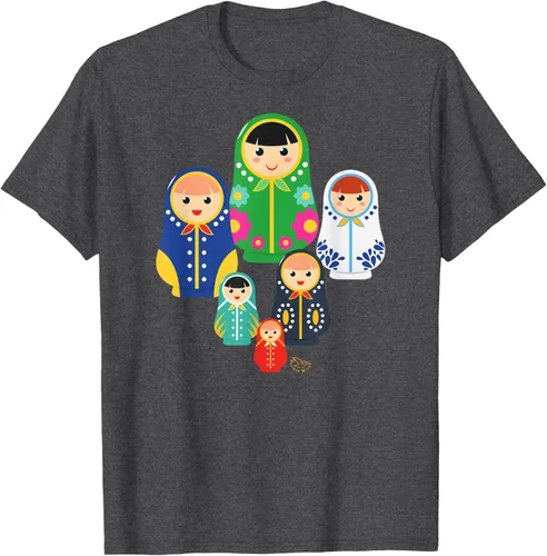 Miniatura 29 de Matryoshka Russian Nesting Dolls, Rusia - Camiseta de regalo, Azul / Patchwork, S