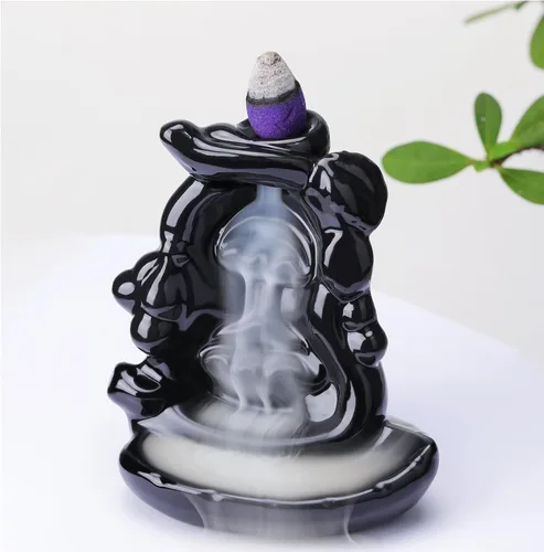 Miniatura 8 de Quemador de Incienso de Reflujo Mano de Buda, Quemador de Incienso Cascada, Fuente de Incienso de Cerámica Portaincienso de Buda, Quemador de Conos