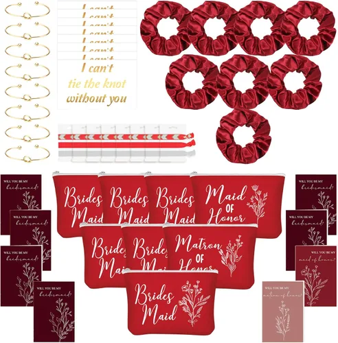 Miniatura 7 de 48 piezas de 8 juegos de regalos de propuesta de dama de honor, regalos a granel de boda Will You Be My Maid of Honor Matron of Honor, bolsas de Gris