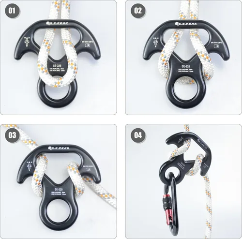 Miniatura 2 de 30kN/35kN/40kN Rescate Figura 8 Descender Engranaje de escalada Equipo de descenso Dispositivo de rappeling de placa de aparejo para escalada