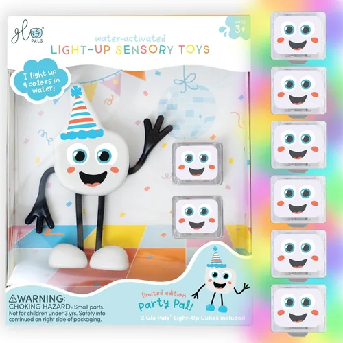 Nuevo juguete de baño Glo Pals activado por agua con 6 cubos luminosos reutilizables para juego sensorial (Party Pal)