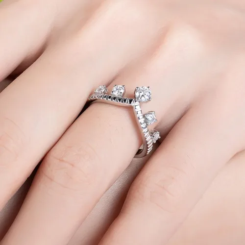 Miniatura 8 de Anillos de eternidad de moissanita, anillos de boda, color D, claridad VVS1, redondo, corte brillante, plata de ley 925, 56 piedras, anillos