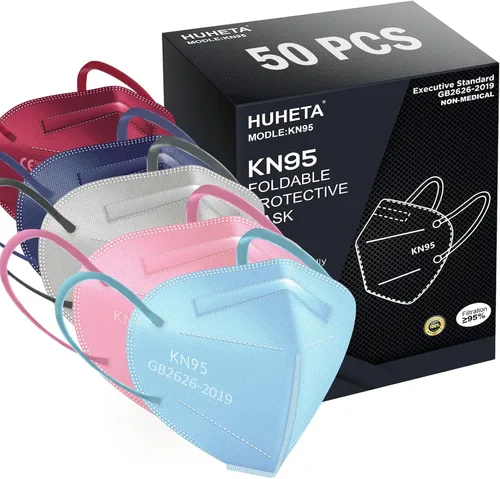 Miniatura 8 de HUHETA 50 PCs KN95 Face Mask, 5-Layer Face Mask Filter Efficiency≥95%