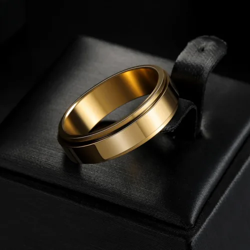 Miniatura 17 de Anillos giratorios para la ansiedad para hombre, anillos clásicos de cadena para mujeres y adultos, anillo de acero de titanio