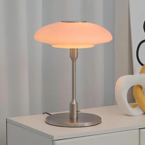Miniatura 10 de Lámpara de mesa moderna de metal y vidrio, lámpara de mesa decorativa, lámpara de mesa para sala de estar, dormitorio, sala de estudio, 12.6 x 16.5